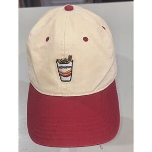 Maruchan Ramen Cup Noodles Dad Hat Cream Burgundy Adjustable Strapback Cap